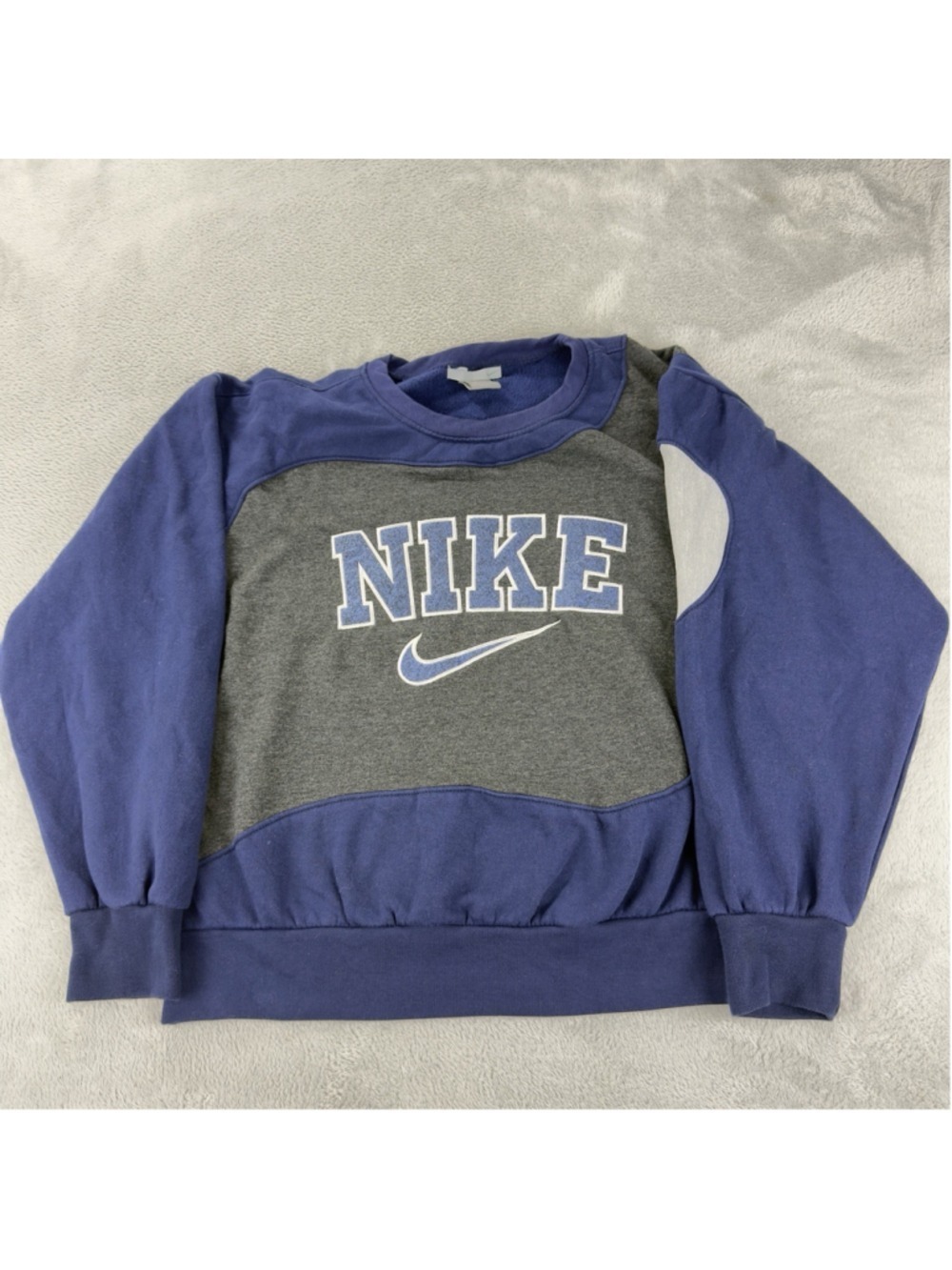 Vintage Nike Men's Size Medium Reworked Black/Grey Retro Fleece Crewneck Sweater - Picture 10 of 11